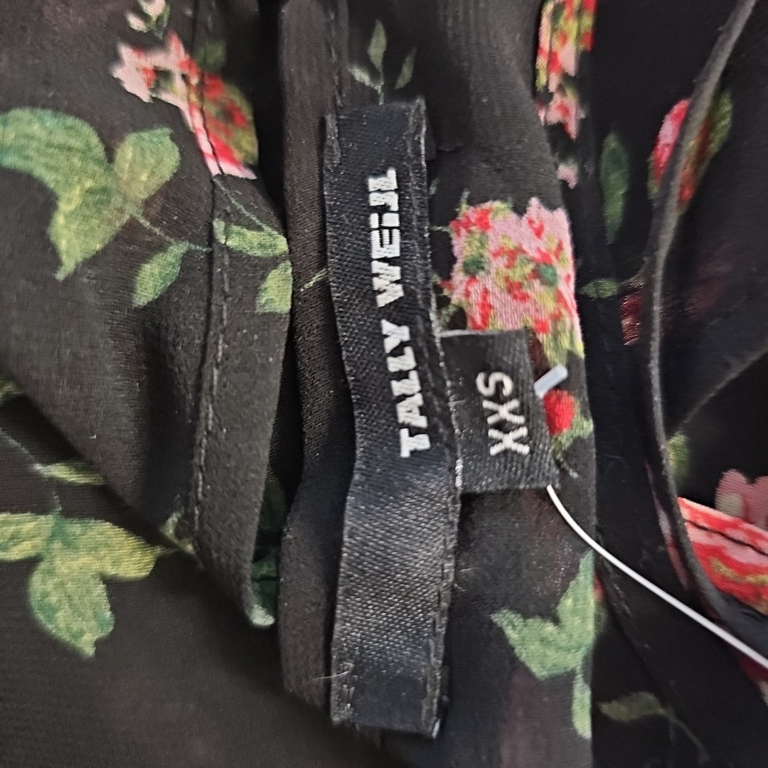 EK10101 Damen Bluse von Tally Weijl, schwarz mit Blumenmuster, Gr.XXS4