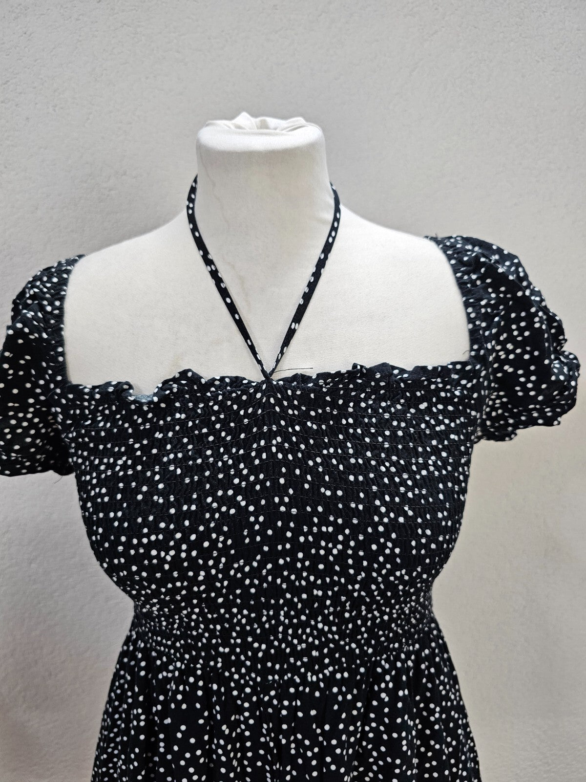 EK6198 Damen Jumpsuit von FB Sister, schwarz, weiß gepunktet, gr. S1