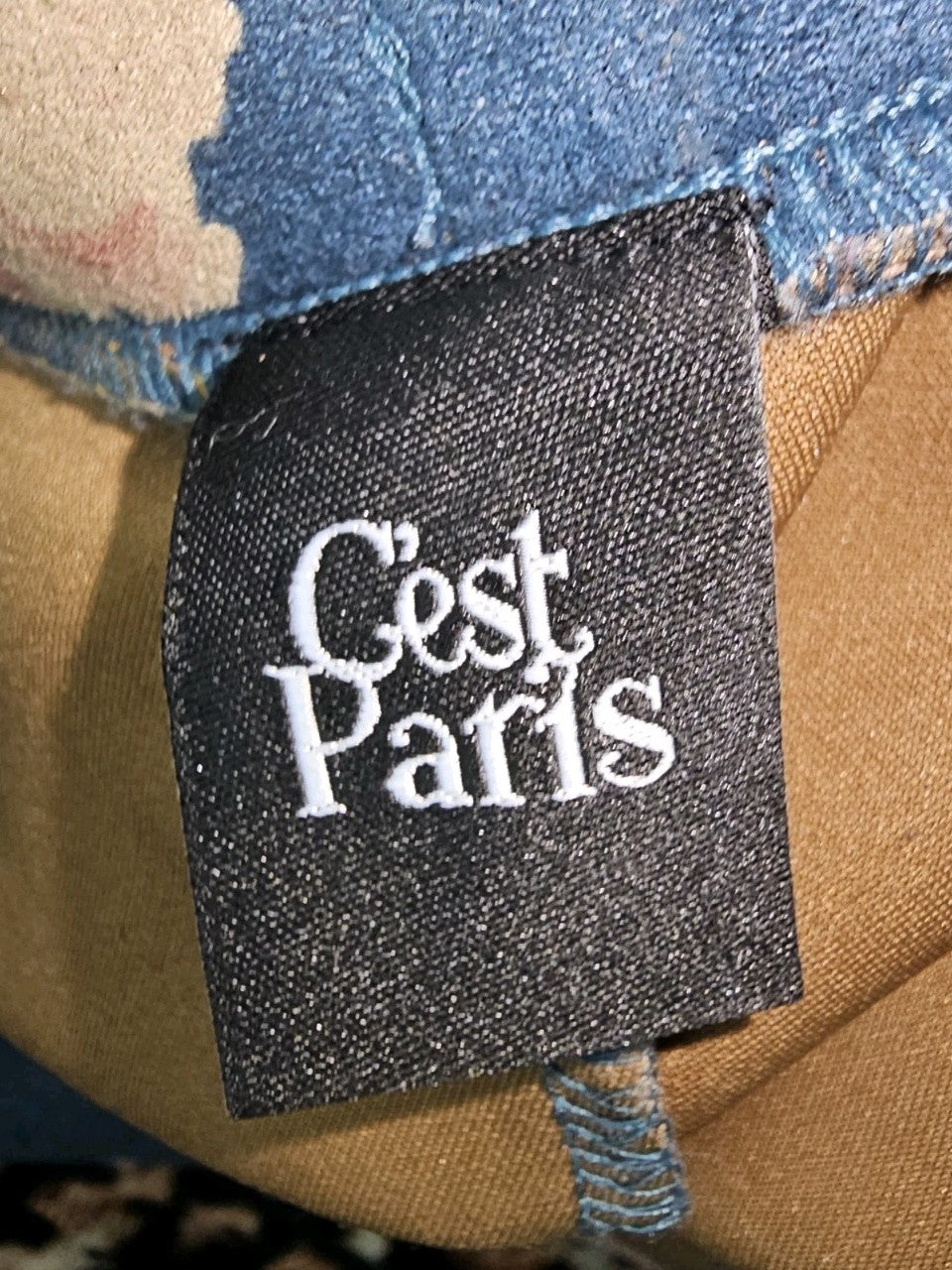 EK9928 Damen Leggins von Cest Paris, blau mit Blumenmuster, Gr.364