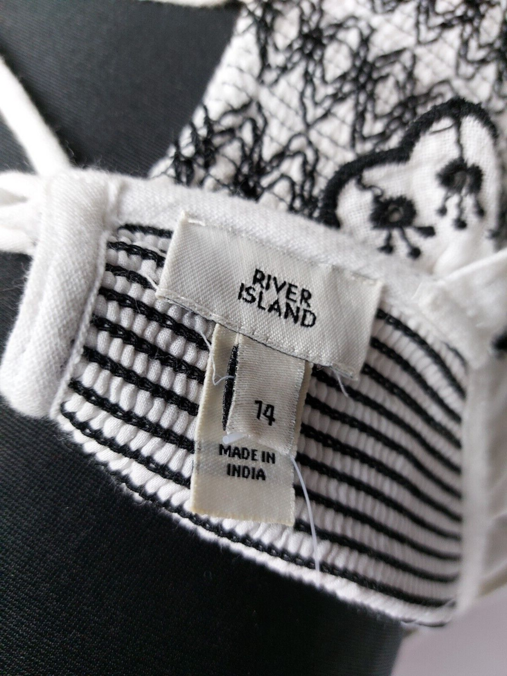 EK4856 Damen Kleid von River Island, weiß-schwarz, Gr.14(XL)10