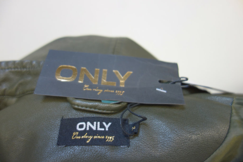EK0637 Damen Kunstleder Jacke von Only, dunkelgrün, 345