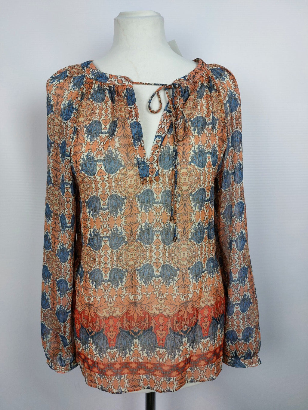 EK1803 Damen Bluse von Promod, blau/orange, Gr. S0