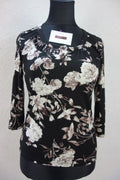 EK0498 Damen Shirt von San Setto, schwarz mit Rosen, Gr. 380