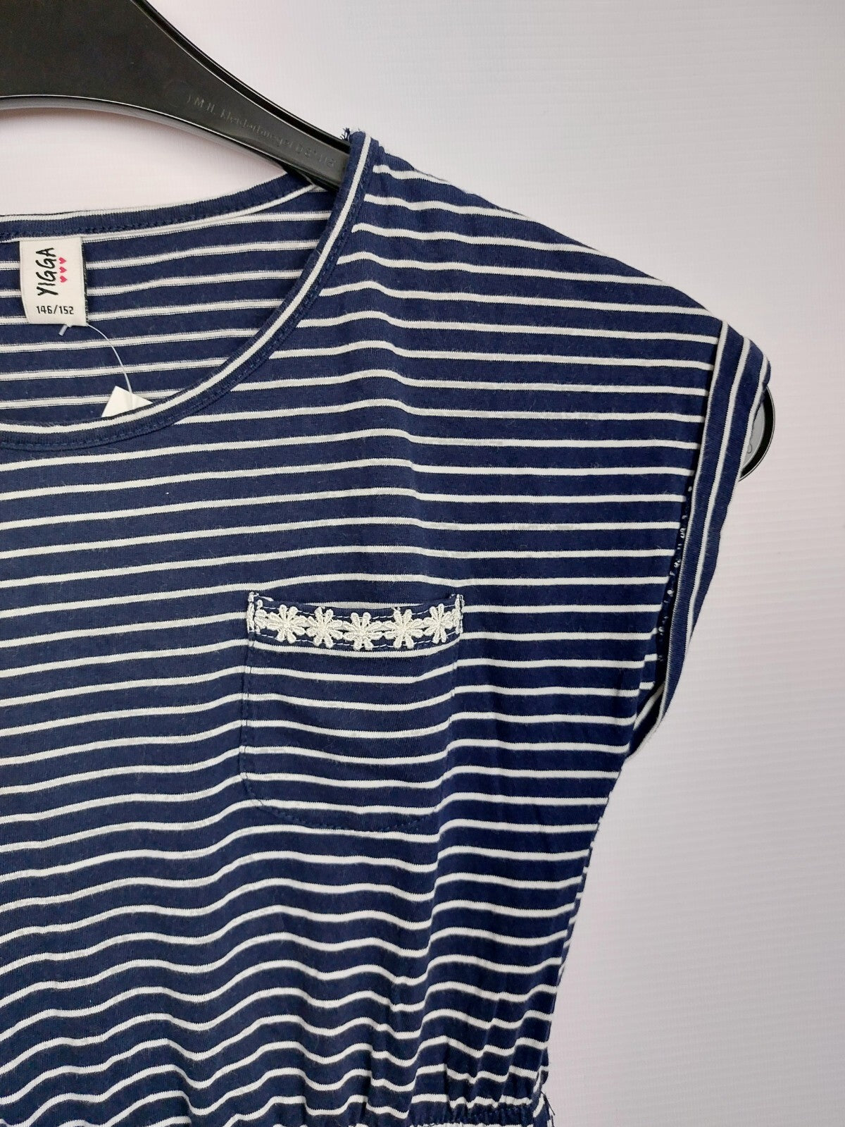 EK4552 Mädchen Kleid von Yigga, blau-weiß, Gr.146/1523