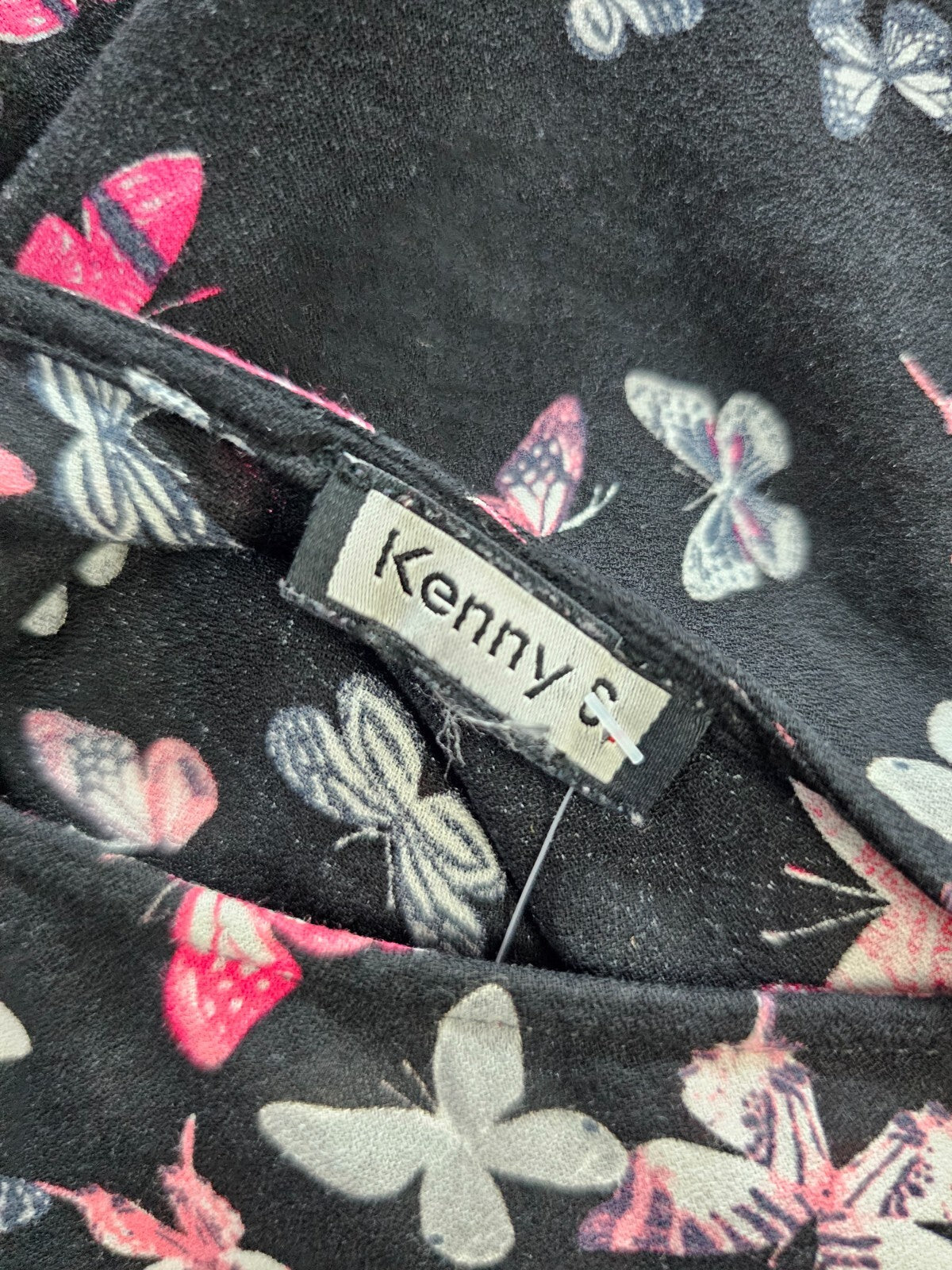 EK5960 Damen Bluse von Kenny S. schwarz, Schmetterlinge, Gr. L4
