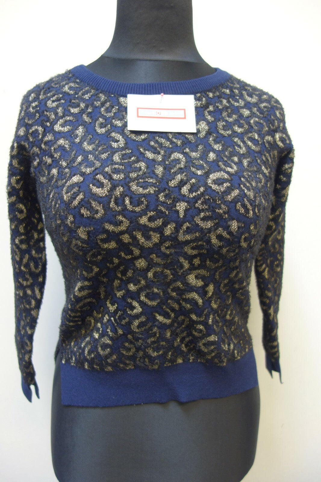 EK0964 Damen Pullover von Zara, dunkelblau mit Glitzer, Gr. S0