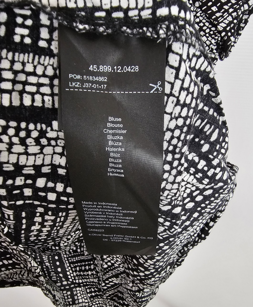 EK8381 Damen Bluse von Q/S,  Schwarz/Weiß,  Gr. 343