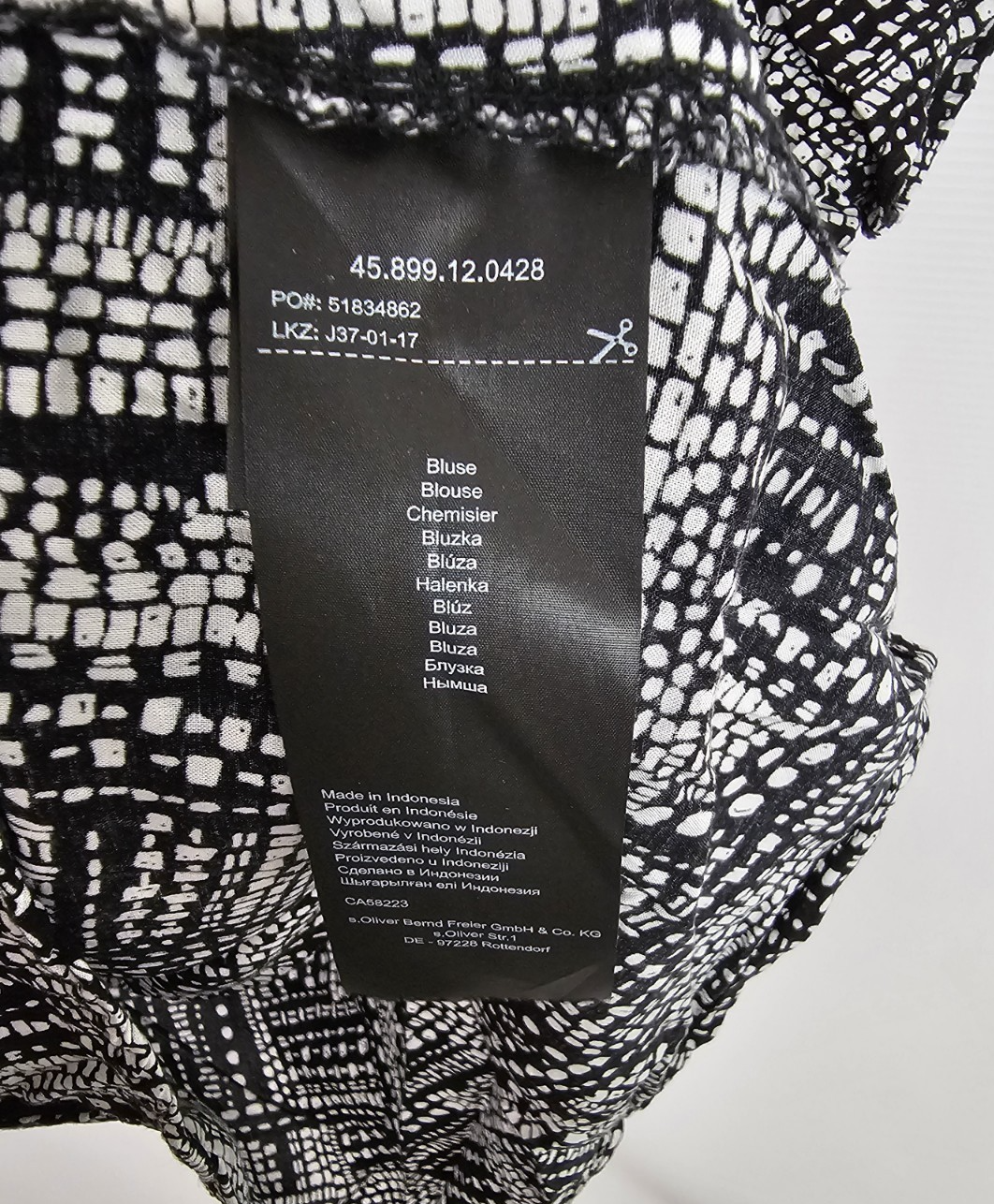EK8381 Damen Bluse von Q/S,  Schwarz/Weiß,  Gr. 343