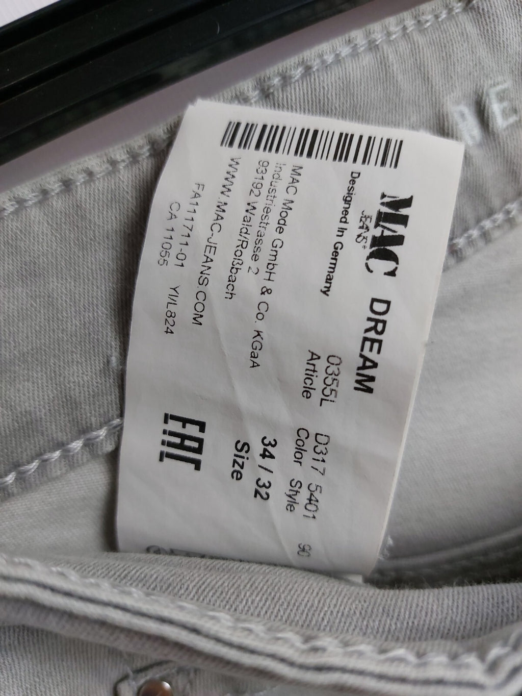 EK3702 Damen Hose von Mac Dream, hellgrau, Gr. 34/327