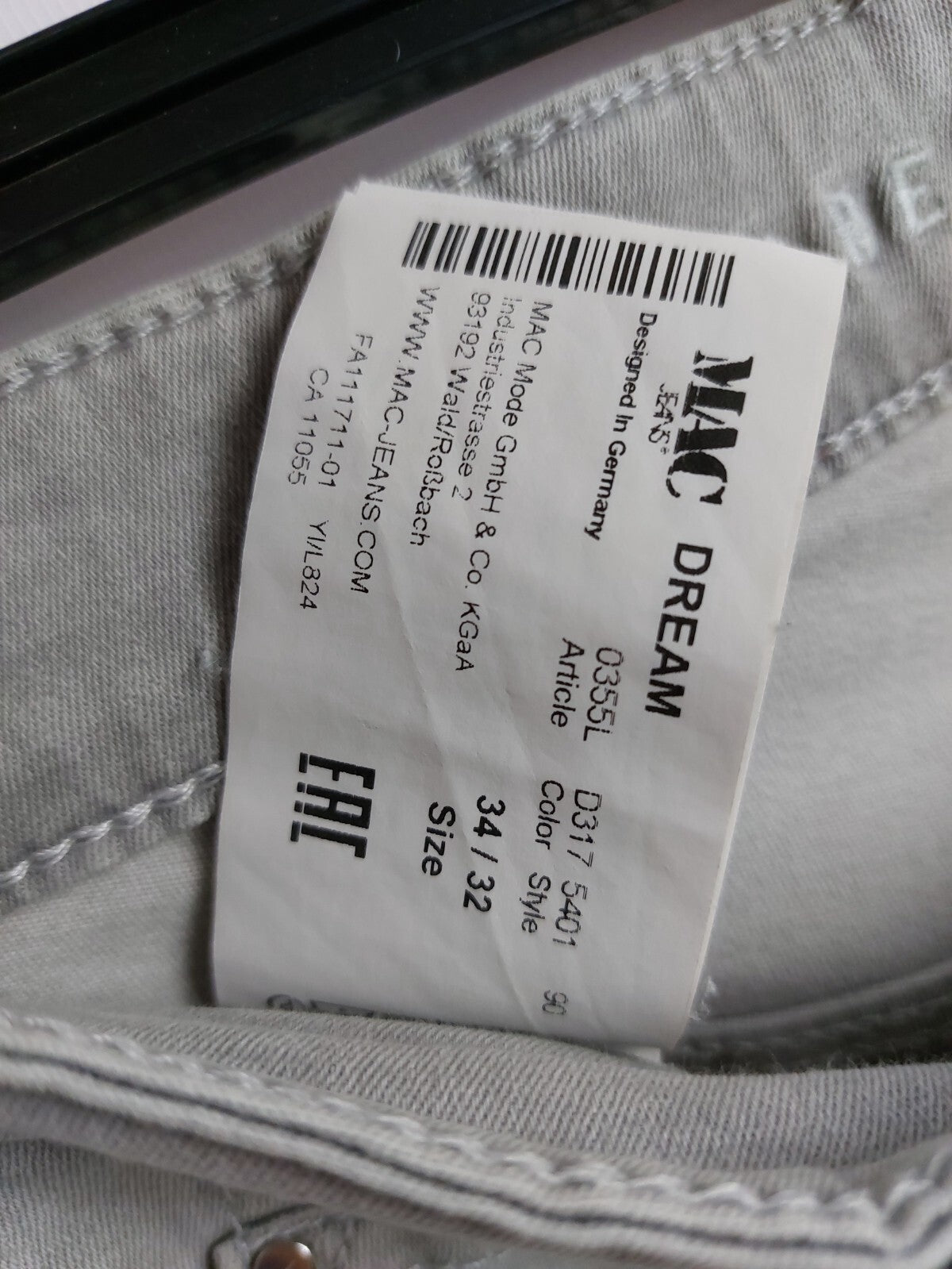 EK3702 Damen Hose von Mac Dream, hellgrau, Gr. 34/327