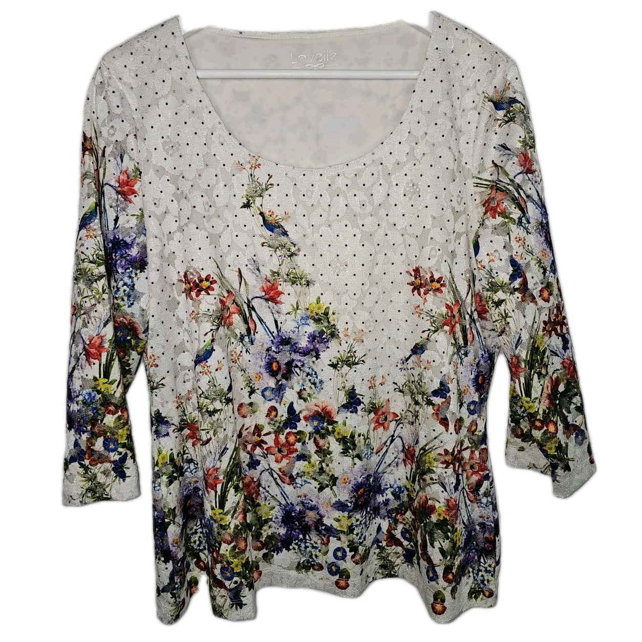 EK10270 Damen Shirt von Lavelle, weiß mit Blumenmuster, Gr.400