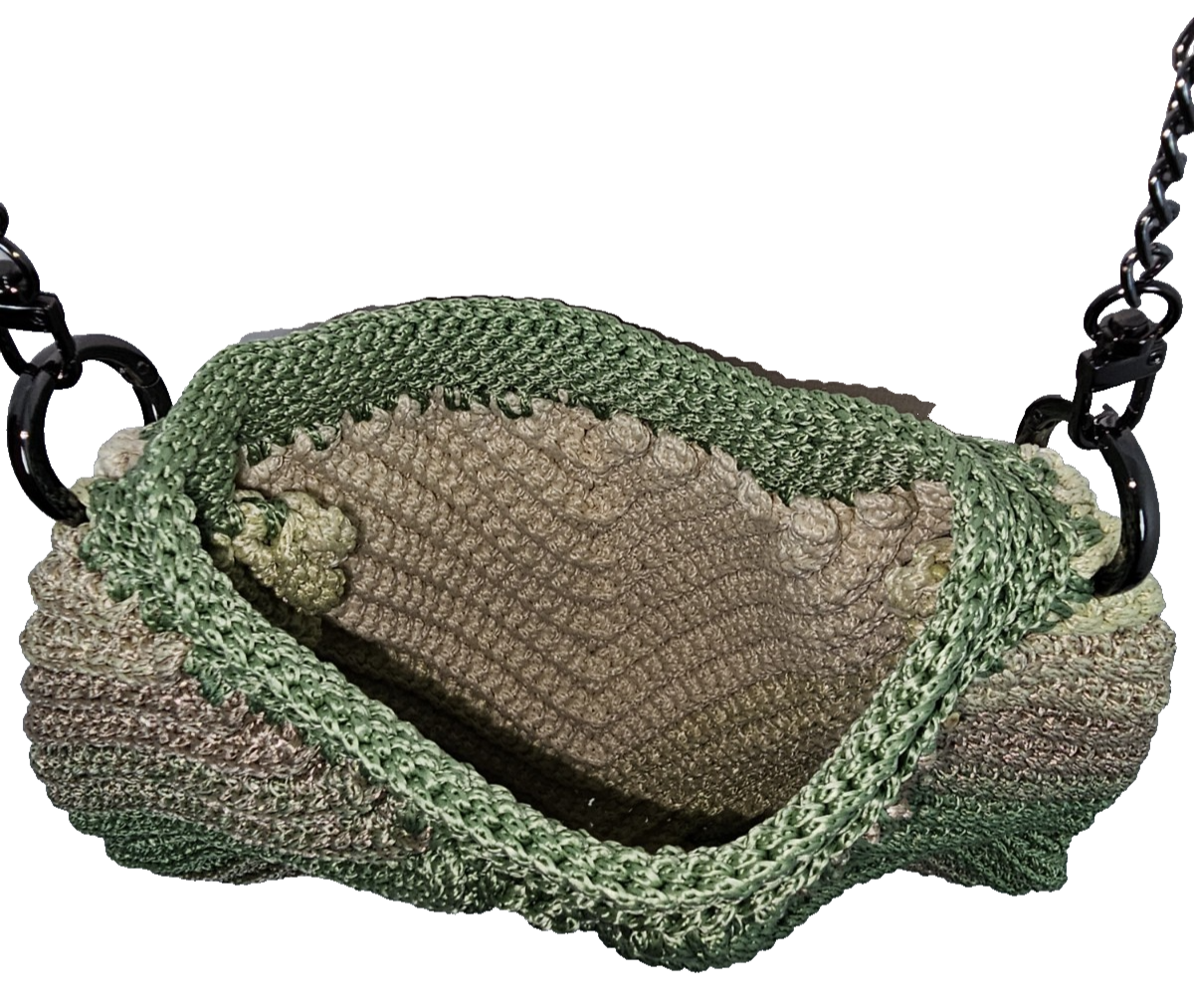 EK7848 Damen Handtasche Selbstgemacht,  Beige/ Grün3