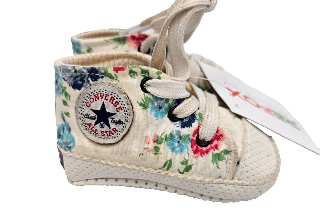 ES0047 Baby Schuhe von Converse, Allstar weiß mit Blumen3