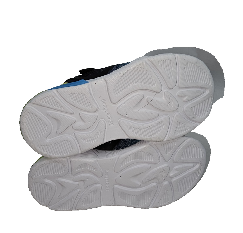 ES357 Kinder Sneaker von KangaRoos, blau-grün- schwarz, mit Lichteffekt, Gr.276