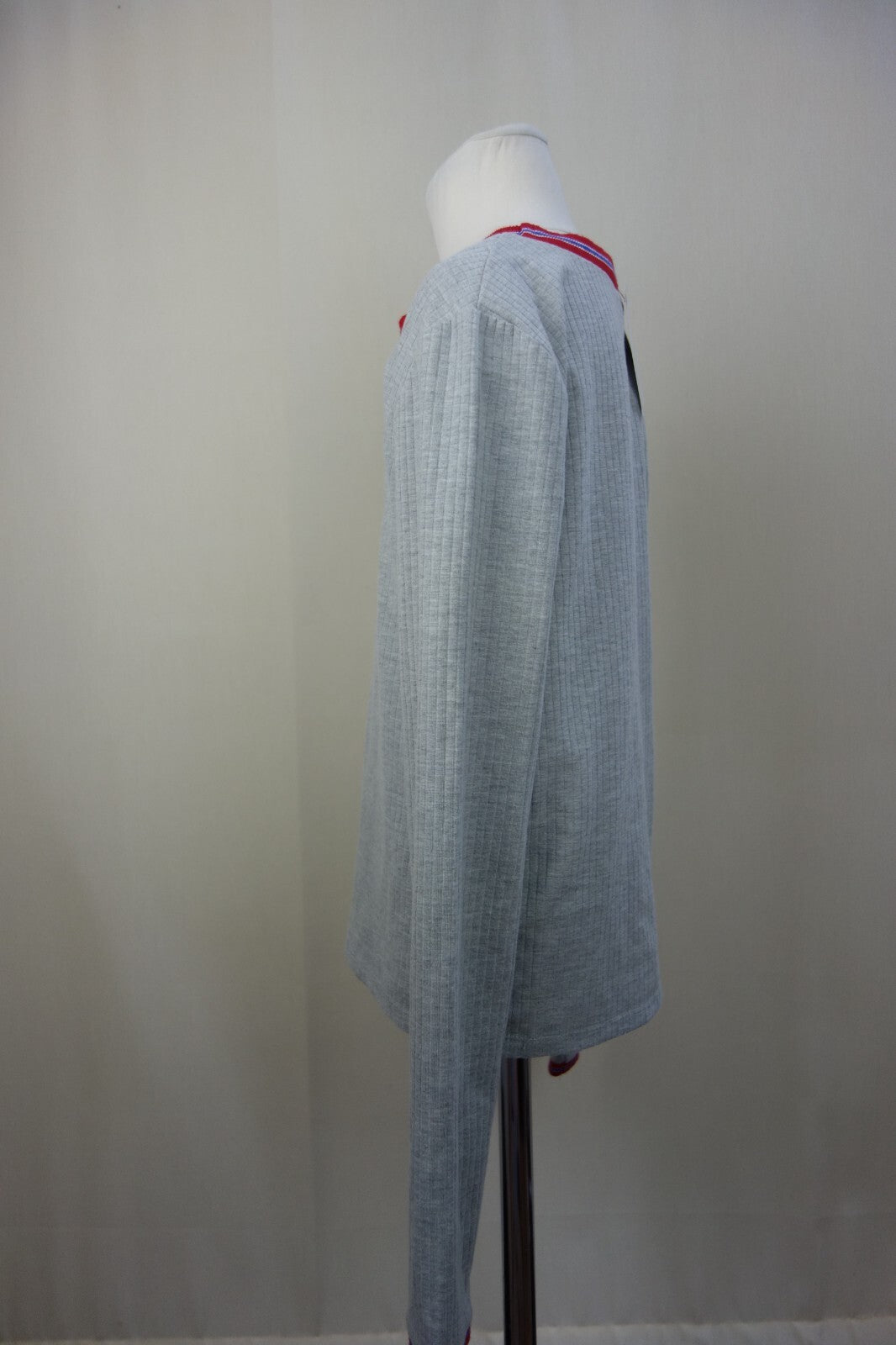 EK2993 Damen Shirt von FB Sister, grau mit rotem Rand, Gr.S3