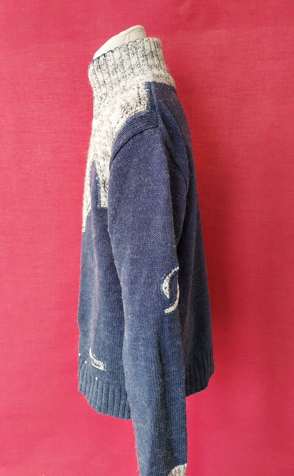 EK0258 Damen Strickjacke von Pakkoo, blau-weiß, Gr.S3