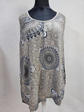 EK5911 Damen Shirt, graubraun, gemustert, Gr. 2XL0