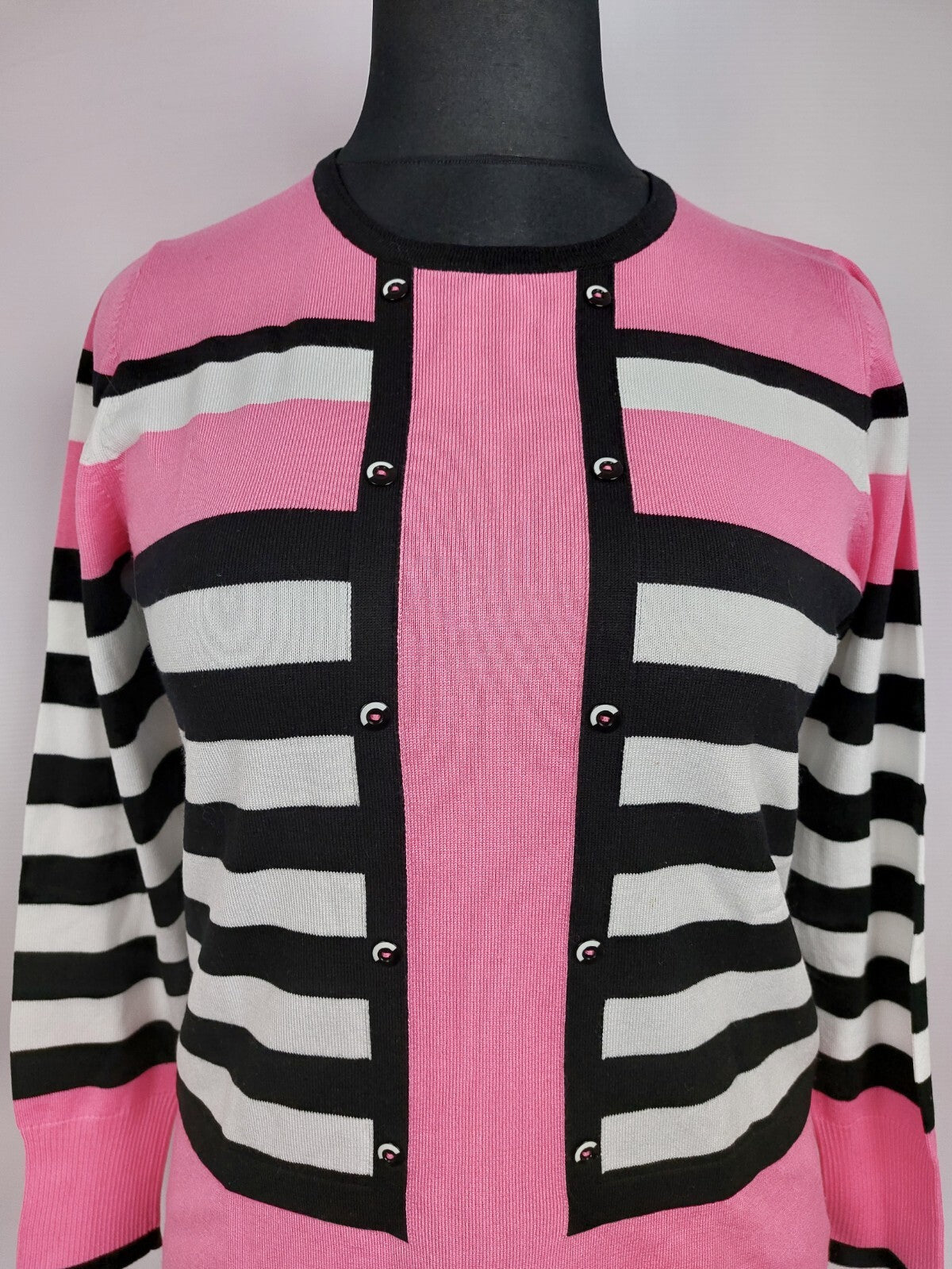 EK4608 Damen Pullover von Rabe, rosa/schwarz/weiß, Gr. 401