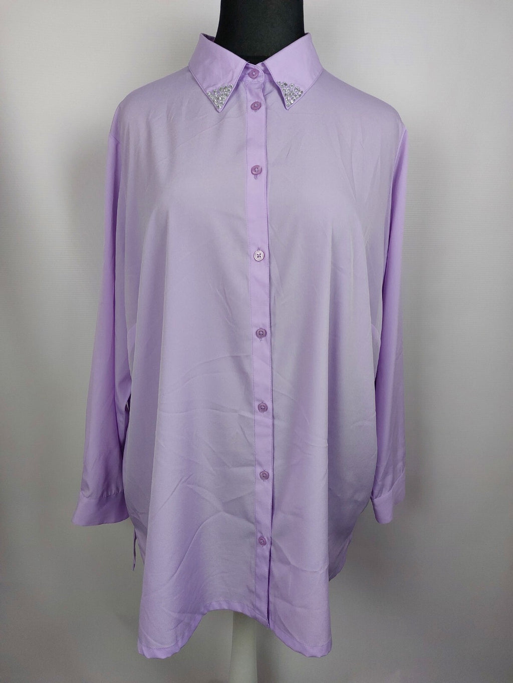 EK0426 Damen Bluse von M.Colletion, lila, Gr.XXL0