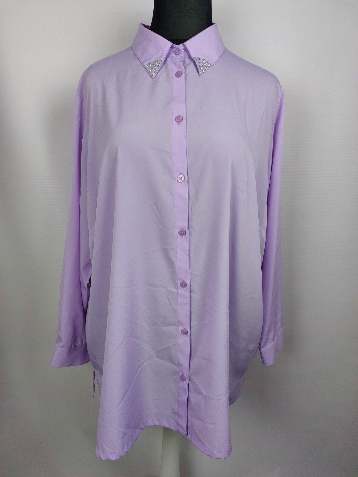 EK0426 Damen Bluse von M.Colletion, lila, Gr.XXL0