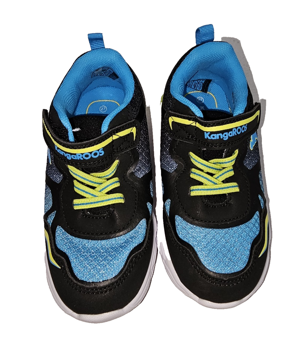 ES357 Kinder Sneaker von KangaRoos, blau-grün- schwarz, mit Lichteffekt, Gr.271