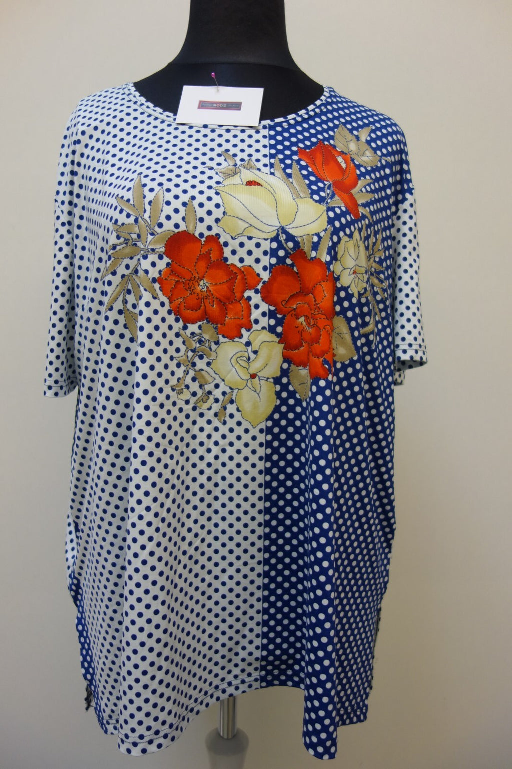 EK3490 Damen T-Shirt, gepunktet, Gr. 4XL0