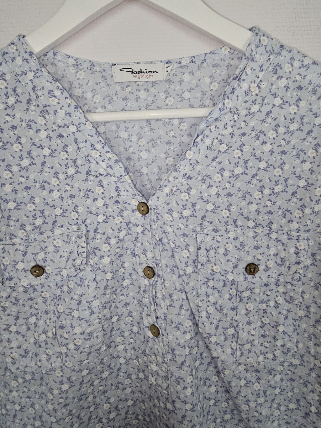 EK 9996 Damen Bluse von Fashion Highlight, Hellblau, Gr. M1
