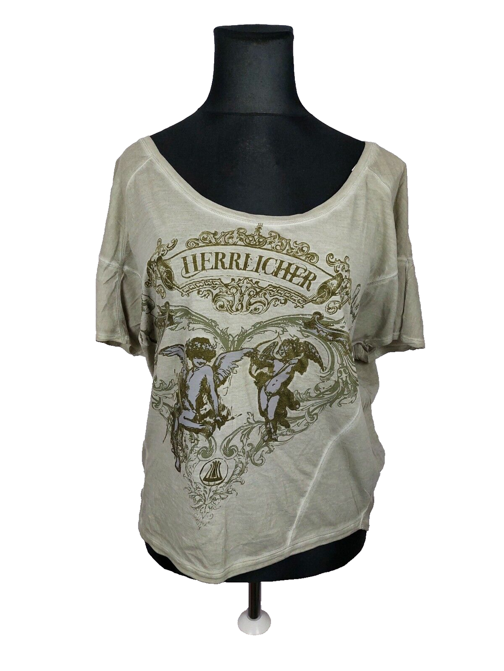 EK3863 Damen Oversize T-Shirt von herrlicher, grünbeige, Gr. S0