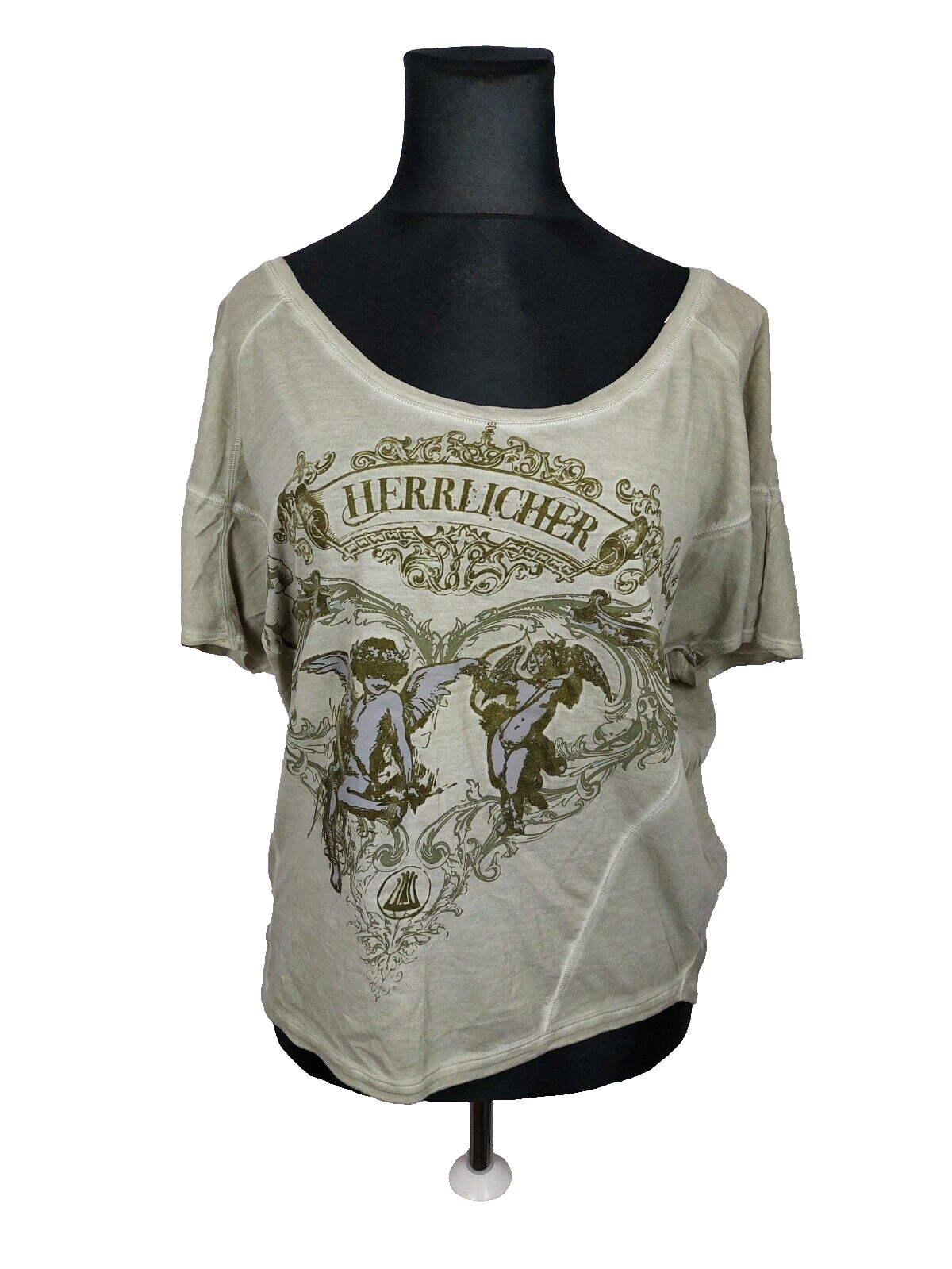 EK3863 Damen Oversize T-Shirt von herrlicher, grünbeige, Gr. S0