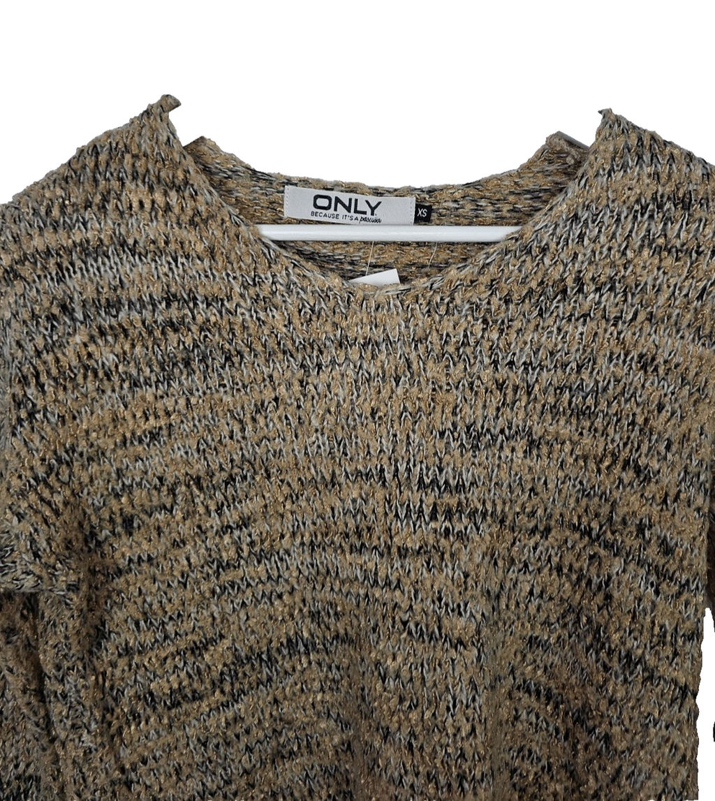 EK7580 Damen Pullover von Only, gold-schwarz-weiß, Gr.XS1