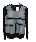 EK8179 Damen Sweatshirt, Schwarz/jeans, Gr. S/M0