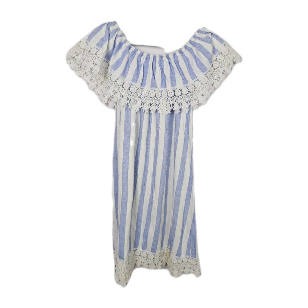 EK8900 Damen Kleid, Hellblau/weiß, Gr. Ca S2
