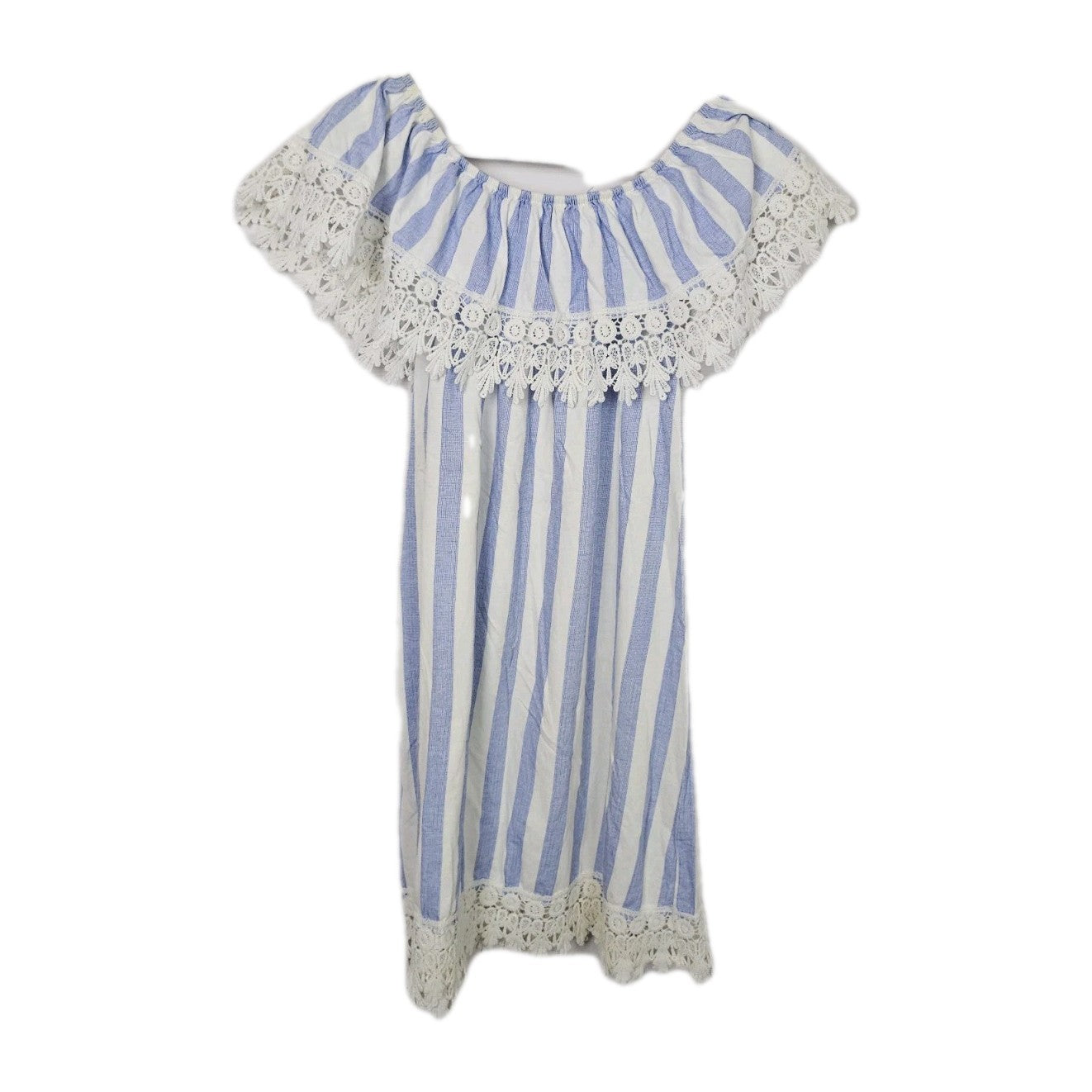 EK8900 Damen Kleid, Hellblau/weiß, Gr. Ca S2