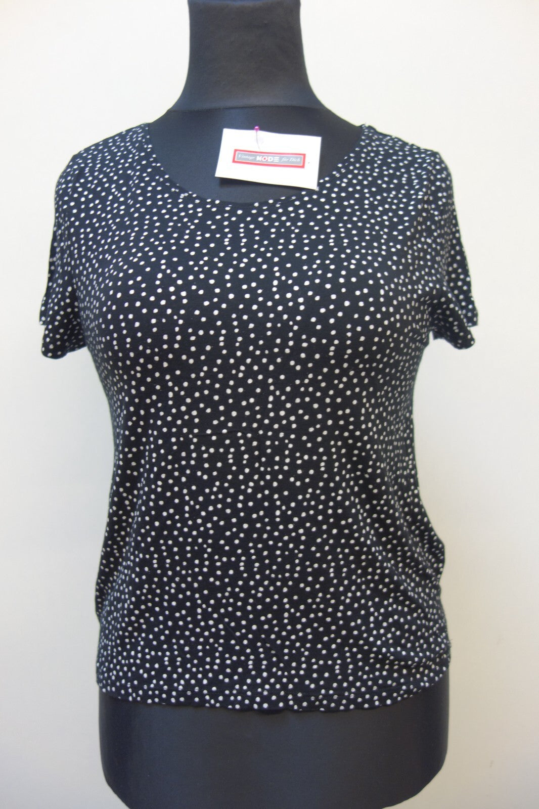 EK3548 Damen T-Shirt von Jake´s, schwarz mit weißen Punkten, Gr. M0