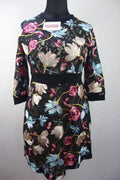 EK4189 Damen Kleid von United Colors of Benetton, schwarz mit Blumen, Gr. L0