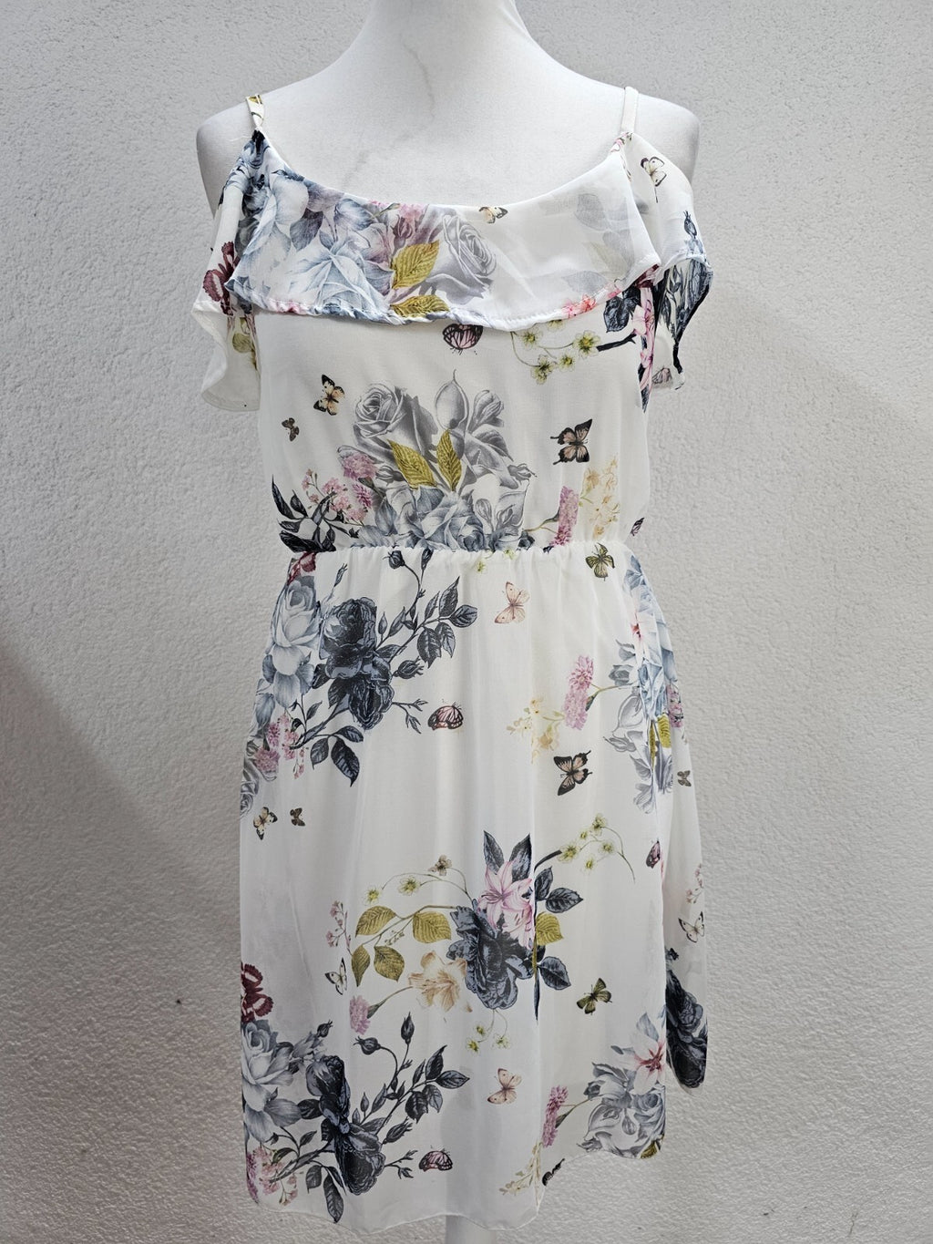 EK3894 Damen Kleid von My Hailys, weiß mit Blumen, Gr.M0