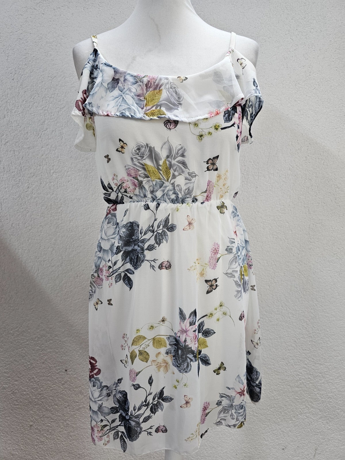 EK3894 Damen Kleid von My Hailys, weiß mit Blumen, Gr.M0