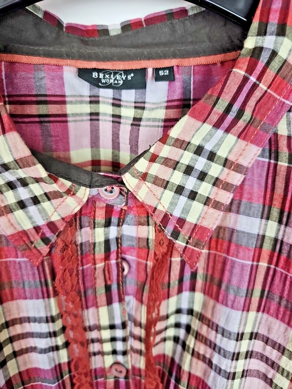 EK 2322Bluse Bexleys Gr52 Karriert Rot1