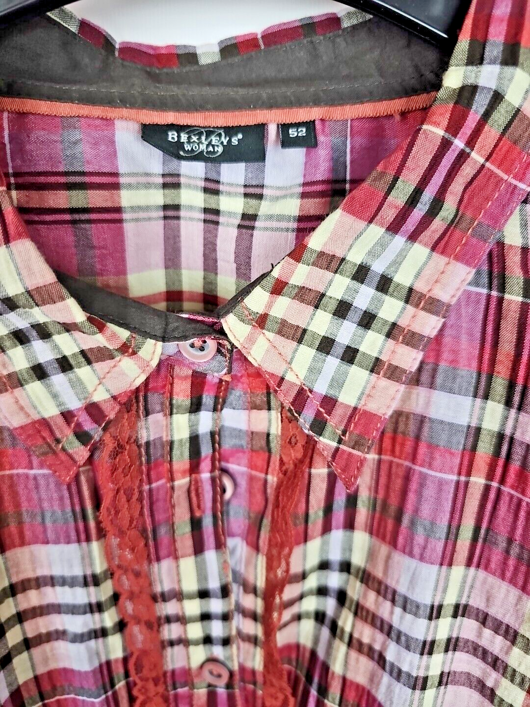 EK 2322Bluse Bexleys Gr52 Karriert Rot1