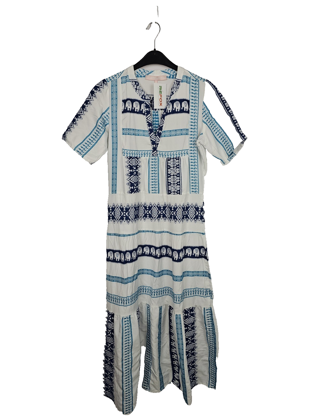 EK8037 Damen Kleid von Valerie Khalfon, Weiß/Blau, Gr.400
