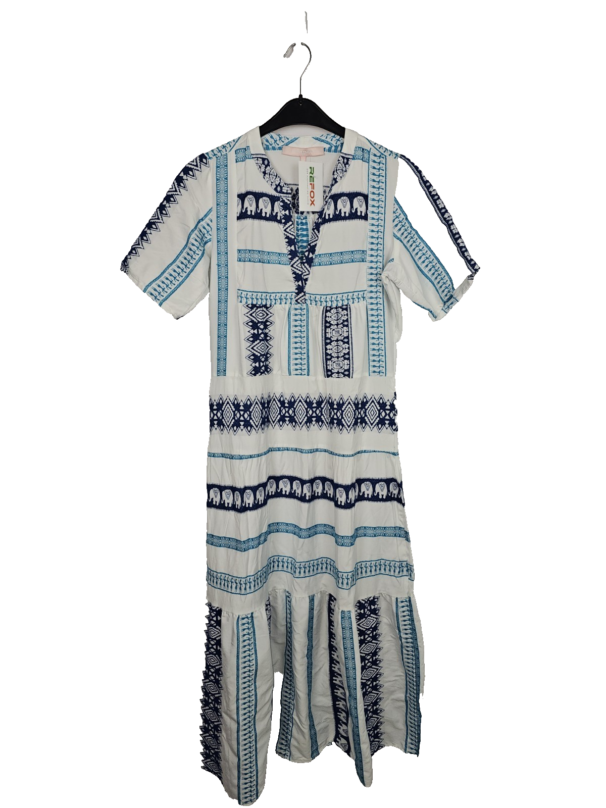 EK8037 Damen Kleid von Valerie Khalfon, Weiß/Blau, Gr.400