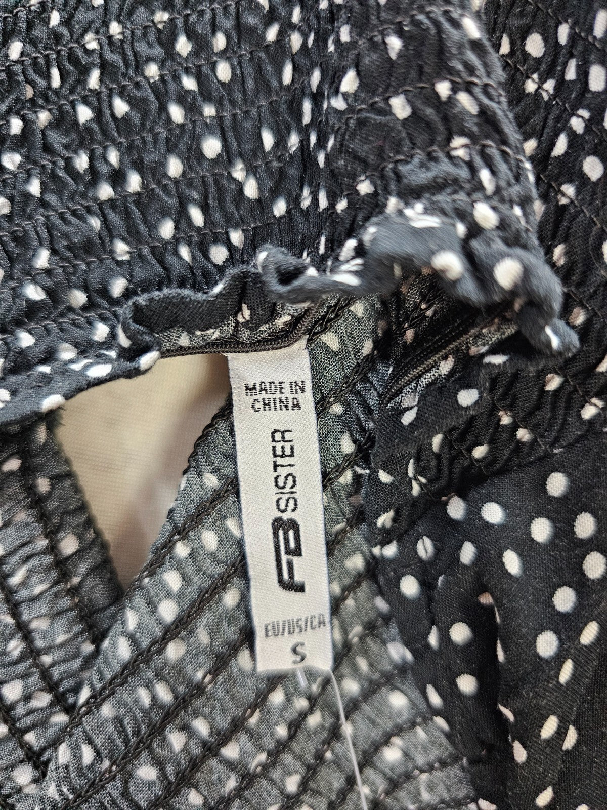 EK6198 Damen Jumpsuit von FB Sister, schwarz, weiß gepunktet, gr. S5