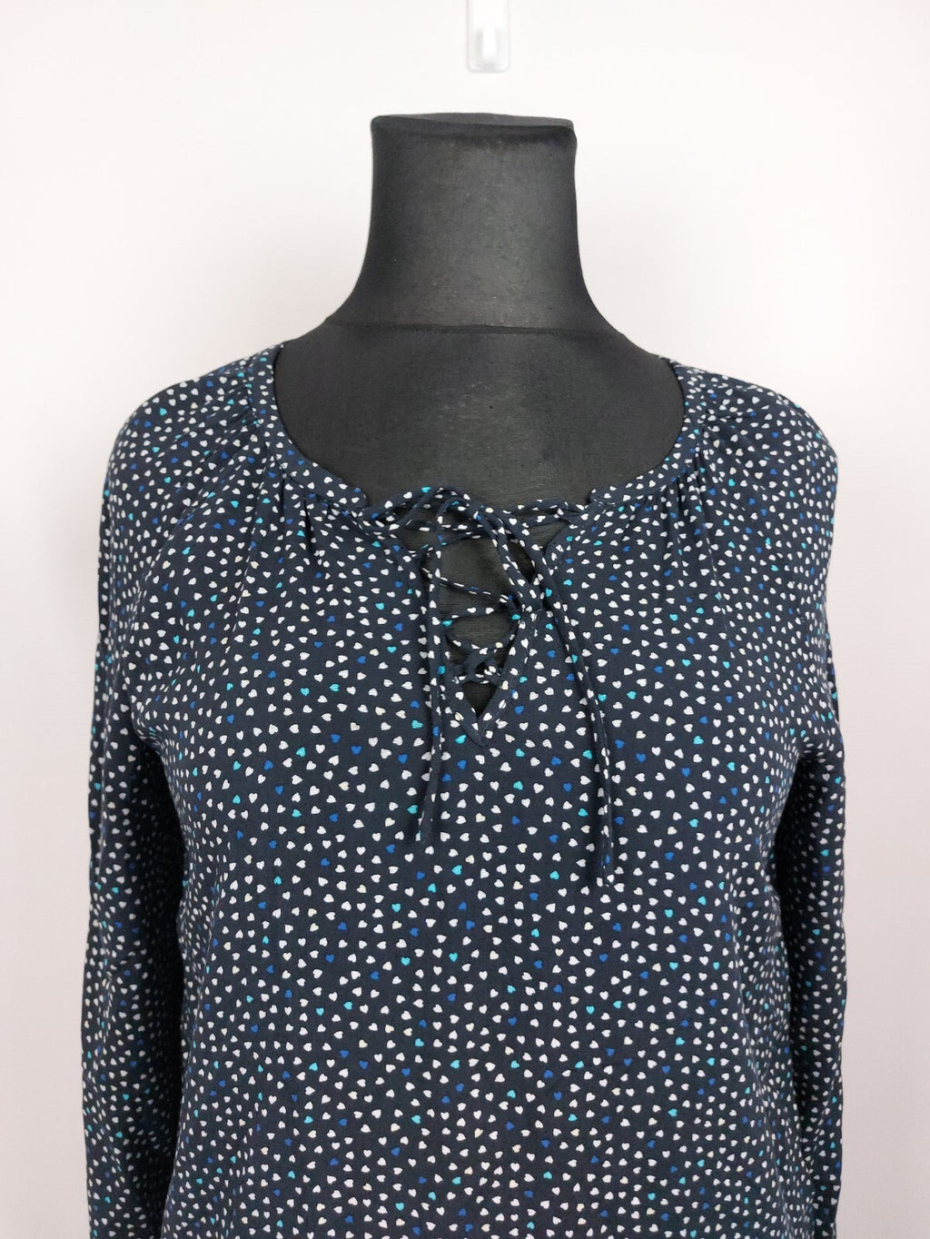 EK4985 Damen Bluse von EDC, blau mit Herzen, Gr.M1