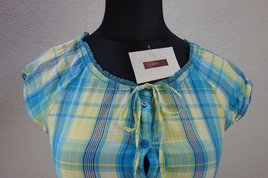 EK4072 Damen Bluse von Tom Tailor, blau/gelb kariert, Gr. 381