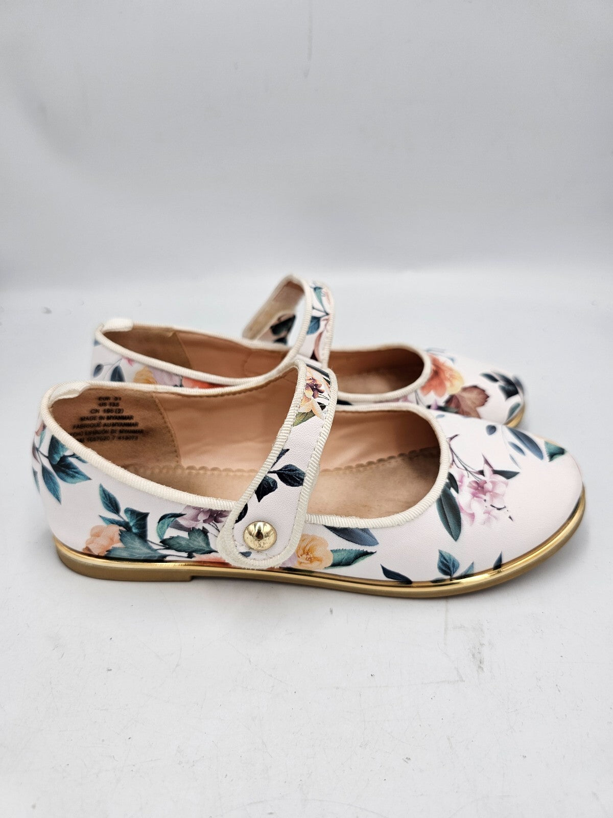 ES0090 Mädchen Ballerinas von H&M, weiß, Blumen, gr. 315
