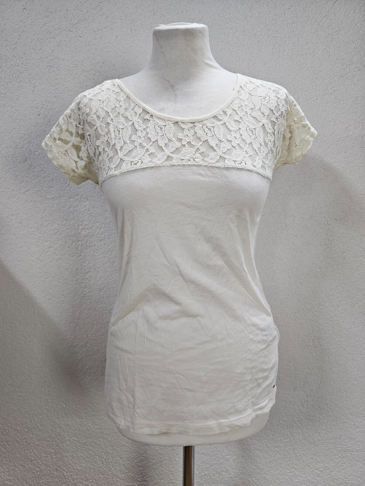 EK6195 Damen T-Shirt von Hilfiger, creme, Gr. S0