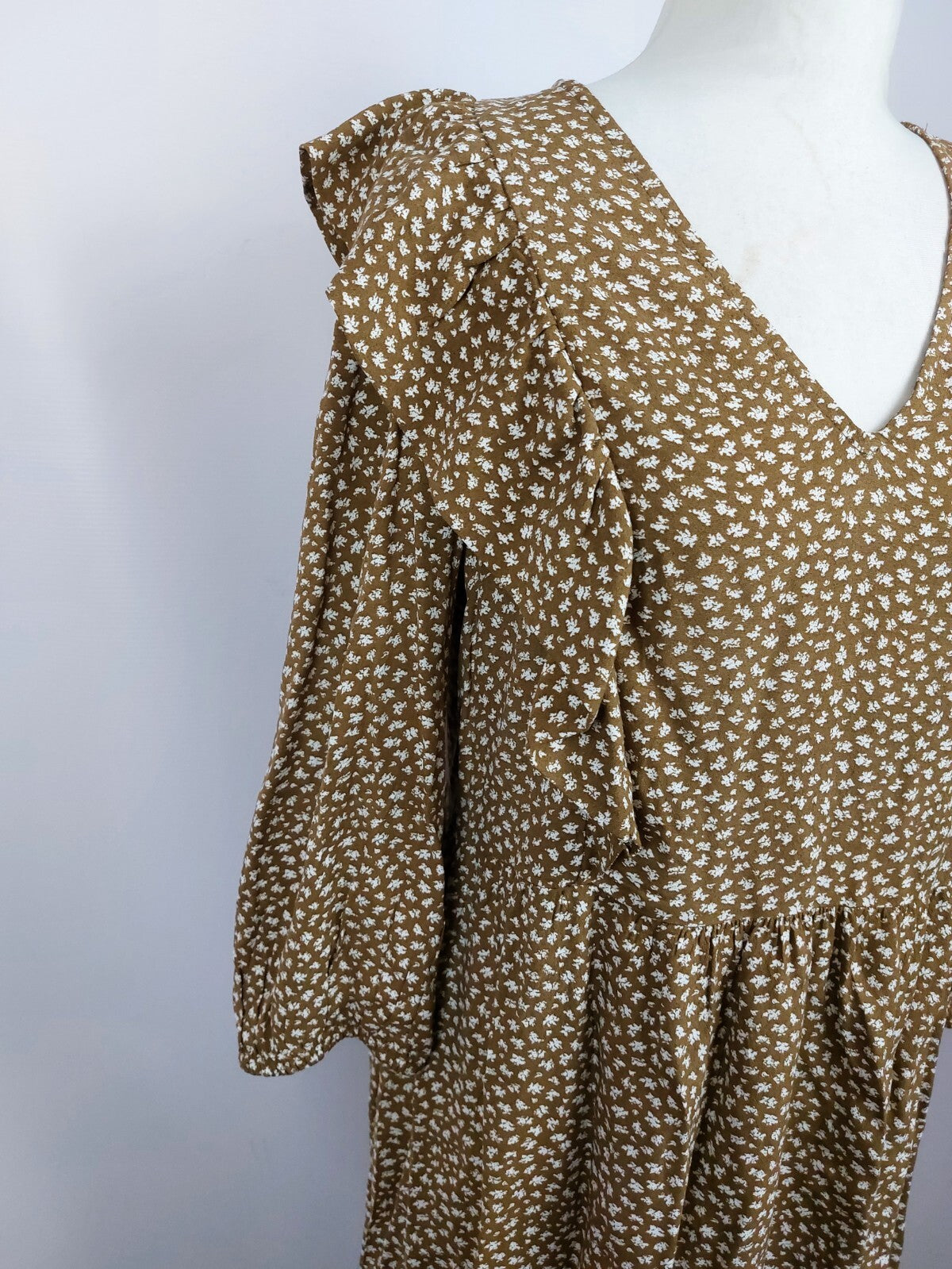 EK4669 Damen Kleid von Object, braun/weiß, Gr. 383