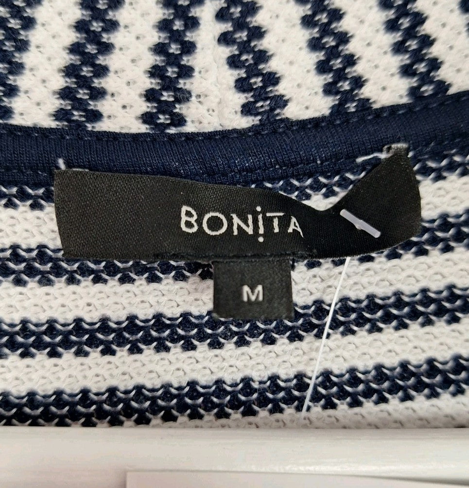 EK8746 Damenstrickjacke Bonita Gr.M Schwar-weiß Gestreift1