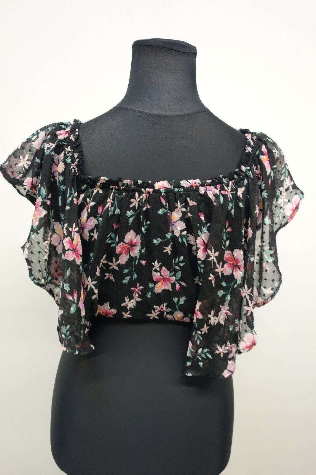 Tolles Bluse von Tally Weijl geblühmt schwarz Gr xL E10365