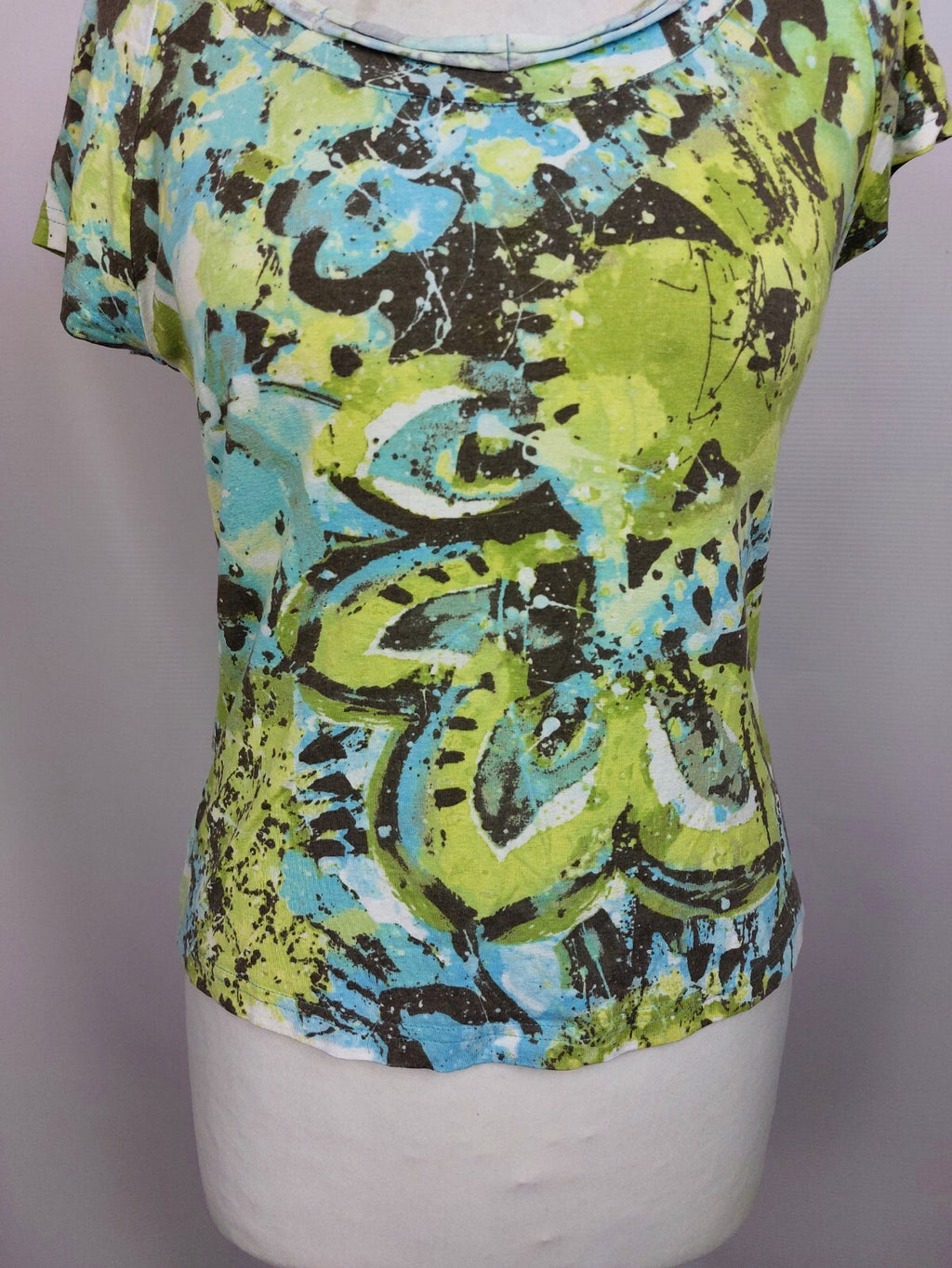 EK4777 Damen T-Shirt von Modee, grün/blau/braun, Gr. 382